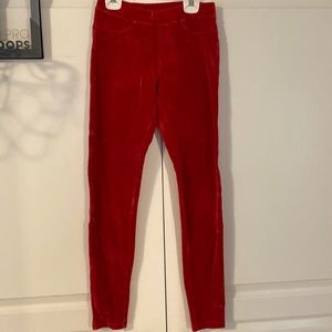 Red velour pant leggings